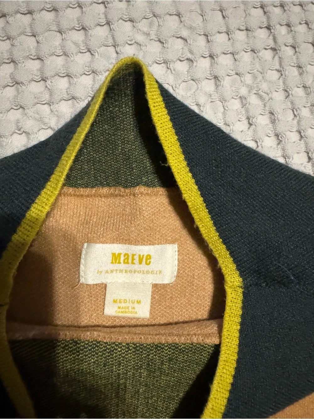 Anthropologie Men's Colorblock Sweater in Dark Green & Tan